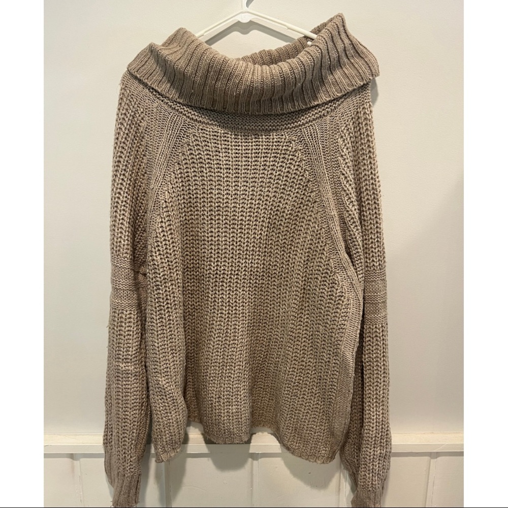 Charlotte Russe Cowl Neck Oversized Sweater | Size: XL | Color: Beige